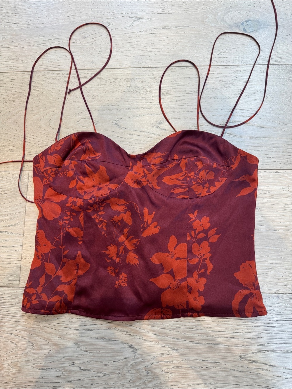 Reformation Burgundy Floral Bustier Camisole